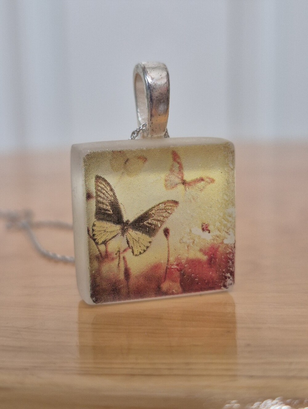 Handmade butterfly tile necklace 🦋